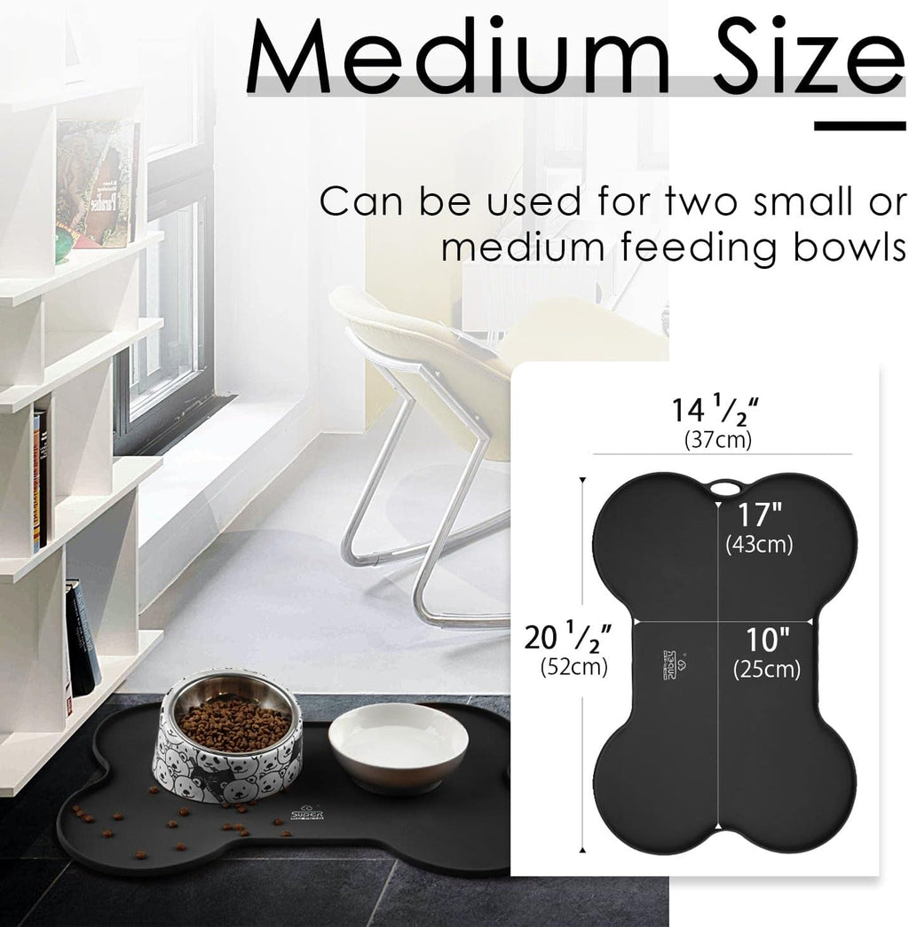 Dog Food Mat Bowl Mat for Floors Waterproof Silicone Cat Dog Feeding Mat for Food and Water Pet Placemat Non Spill Puppy Dish Tray Non Slip Bone Shaped Small Medium Large Pet Accessories
