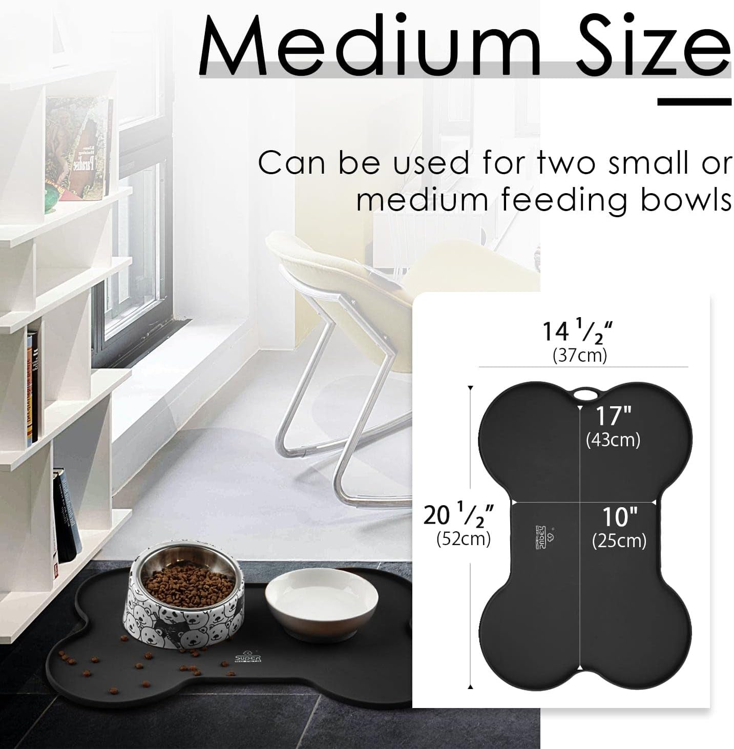 Dog Food Mat Bowl Mat for Floors Waterproof Silicone Cat Dog Feeding Mat for Food and Water Pet Placemat Non Spill Puppy Dish Tray Non Slip Bone Shaped Small Medium Large Pet Accessories