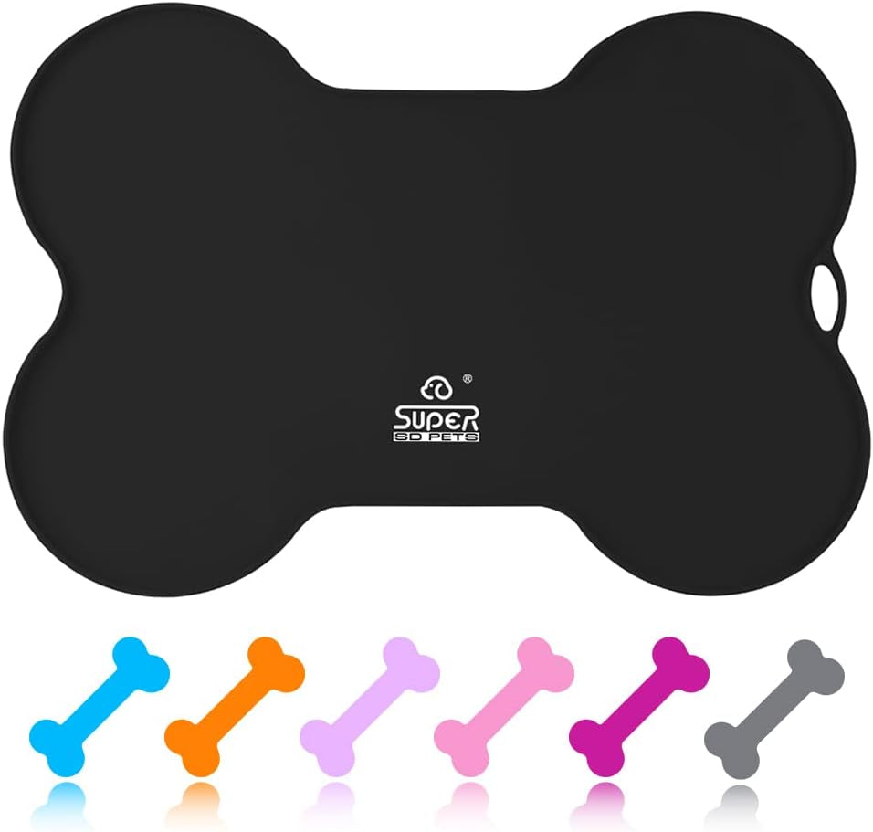 Dog Food Mat Bowl Mat for Floors Waterproof Silicone Cat Dog Feeding Mat for Food and Water Pet Placemat Non Spill Puppy Dish Tray Non Slip Bone Shaped Small Medium Large Pet Accessories