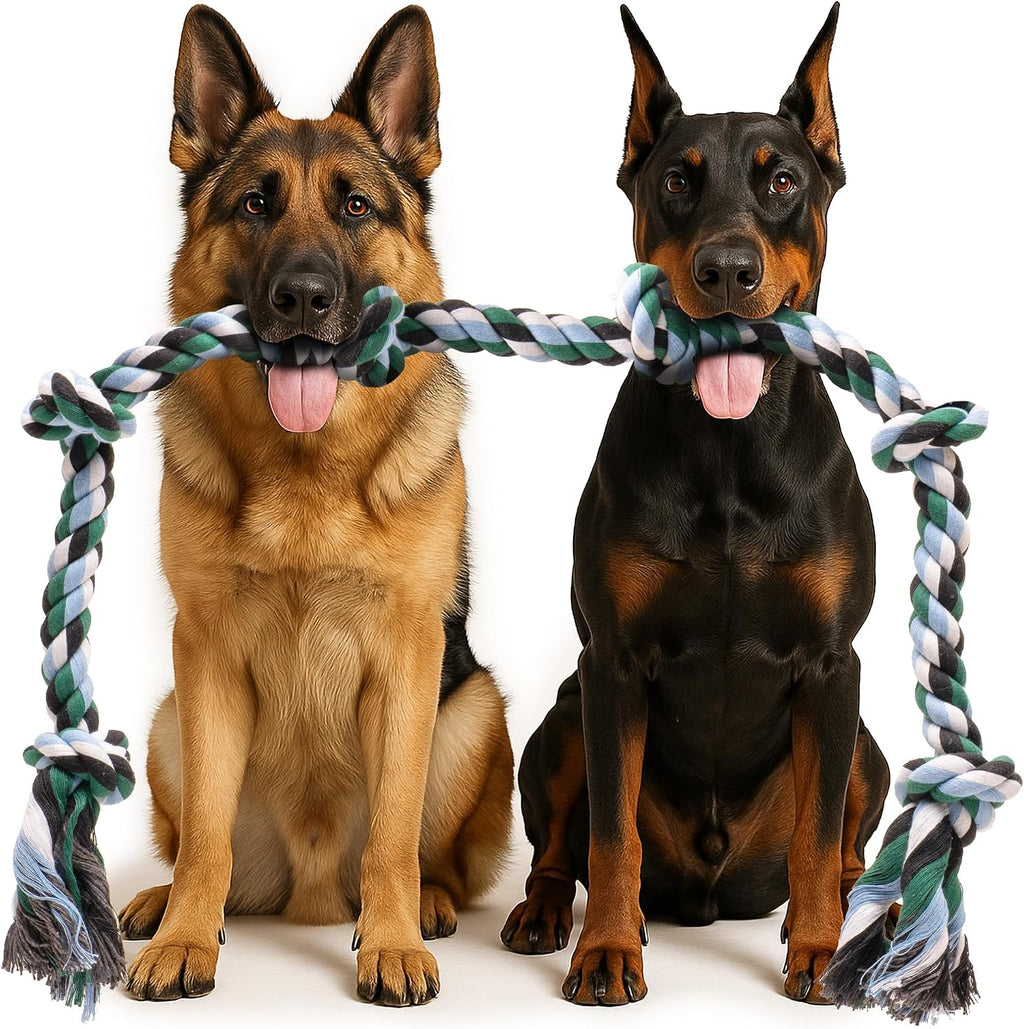 Giant Dog Rope Toy, 42 Inch Tug of War Rope, Green | Durable Dog Toy for Extra Large Dogs, Dog Toys for Aggressive Chewers, Giant Tug Toy for Dogs, Cotton Blend