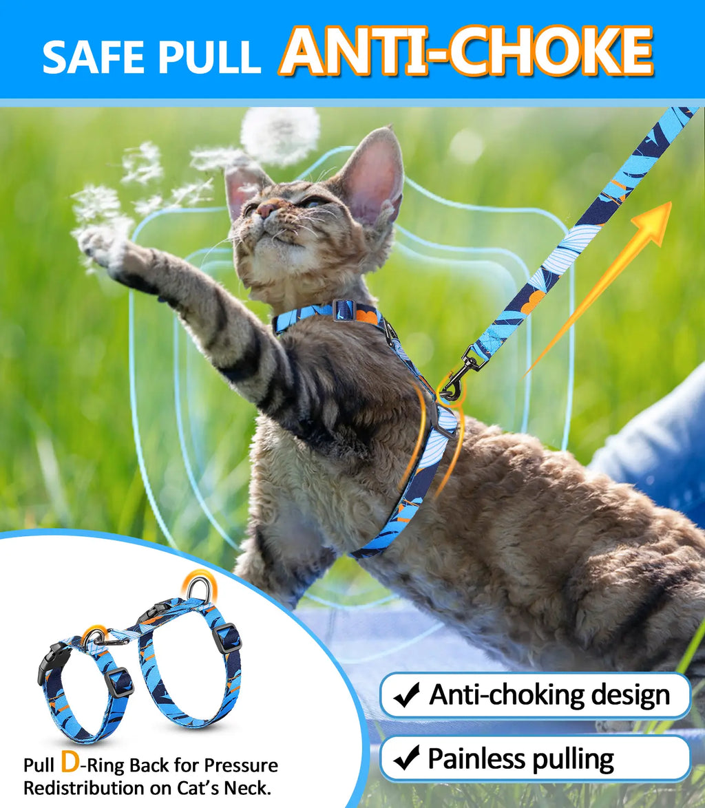 Cat Harness and Leash Set, Pet Products Collars [3 in 1 Lightweight & Adjustable] Escape Proof Cat Harness, Comfortable Soft Cat Products Harness