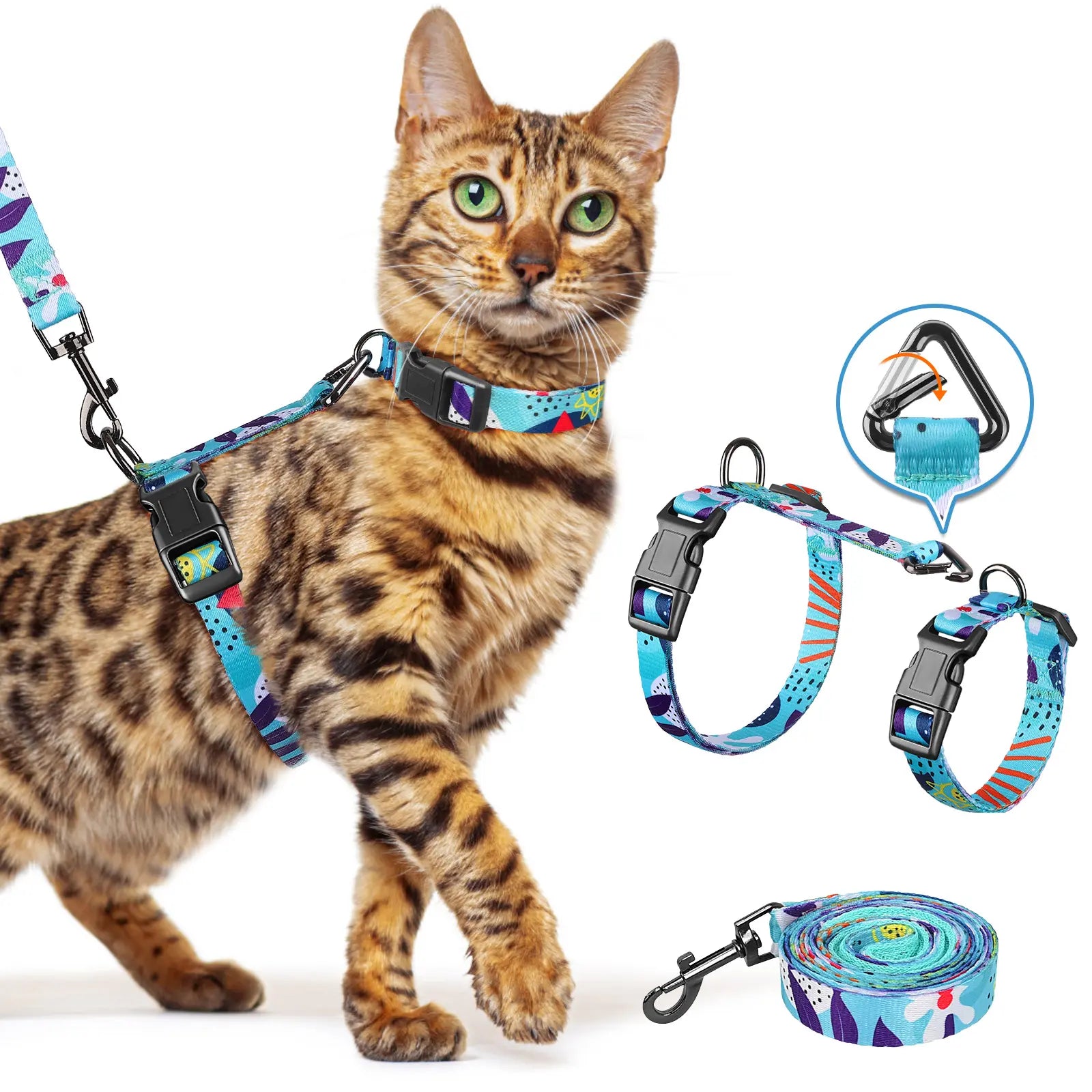 Cat Harness and Leash Set, Pet Products Collars [3 in 1 Lightweight & Adjustable] Escape Proof Cat Harness, Comfortable Soft Cat Products Harness