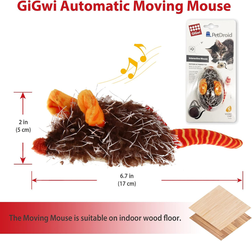 Interactive Cat Toys for Indoor Cats, Cat Mouse Toys with Electronic Realistic Squeaky Sound, Automatic Moving Kitten Toys Electric Mice Toy Self Play Exercise(Orange Ear)