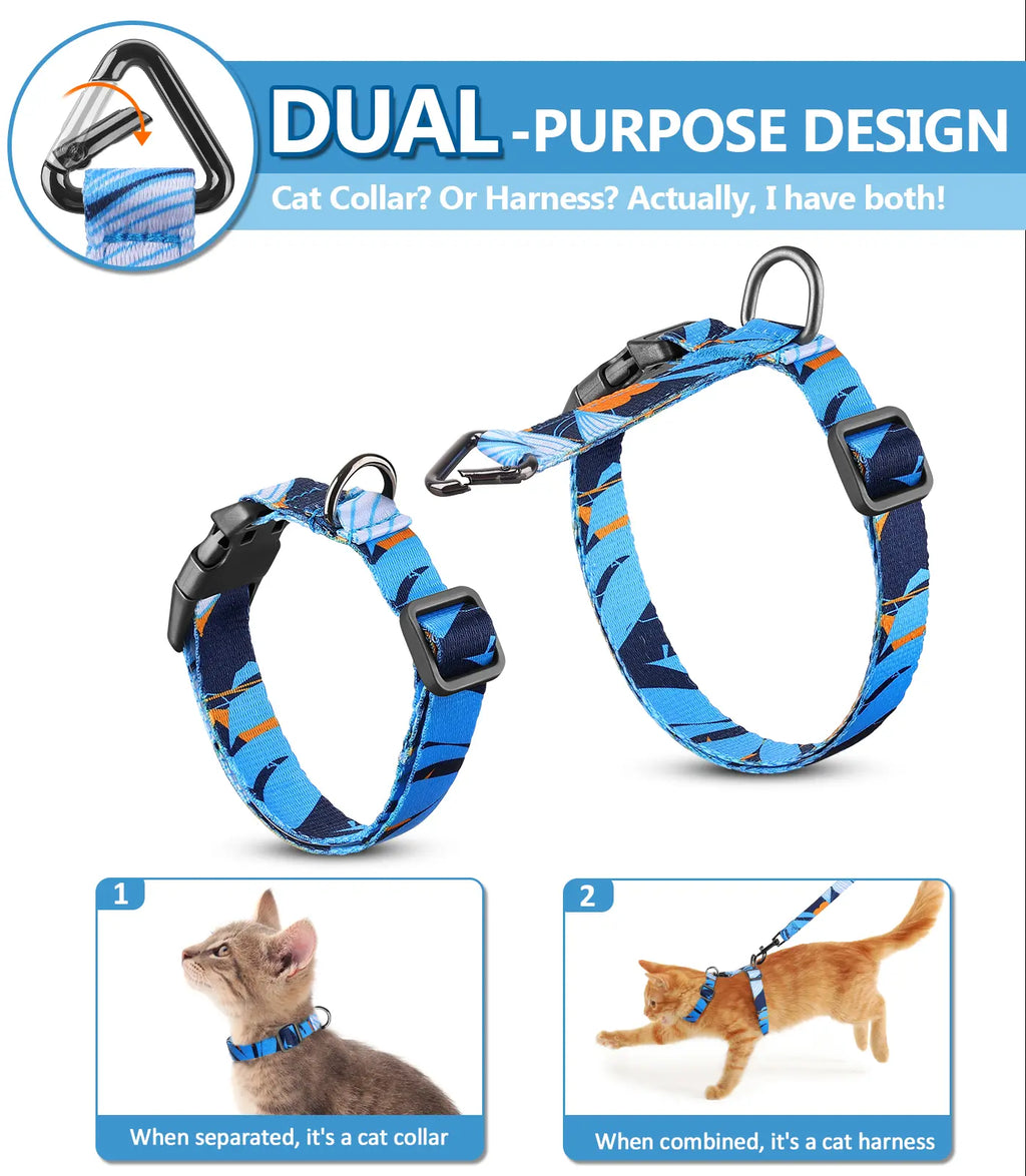 Cat Harness and Leash Set, Pet Products Collars [3 in 1 Lightweight & Adjustable] Escape Proof Cat Harness, Comfortable Soft Cat Products Harness