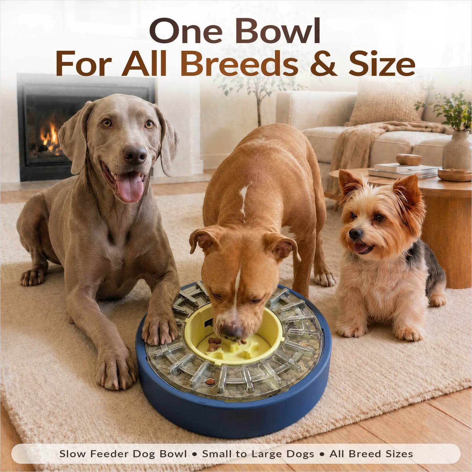 KADTC 5-60 Min Adjustable Slow Feeder Bowl for Fast Eaters, Spinning Dog Puzzle Feeder, Anti-Gulping Interactive Food Dispenser, 4-Cup Capacity, Mental Enrichment Treat Toy