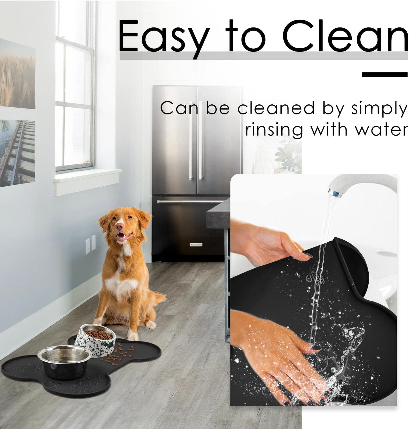 Dog Food Mat Bowl Mat for Floors Waterproof Silicone Cat Dog Feeding Mat for Food and Water Pet Placemat Non Spill Puppy Dish Tray Non Slip Bone Shaped Small Medium Large Pet Accessories