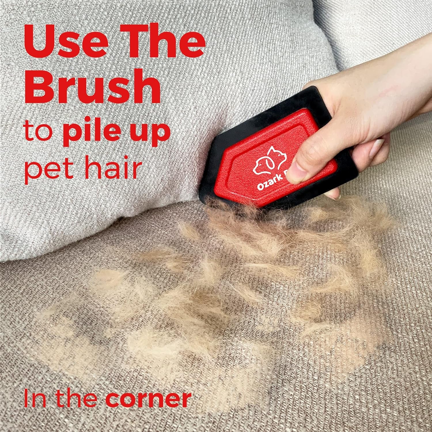 Mini Pet Hair Remover, Cat & Dog Hair Remover Detailer - with Edge Sweeping, Avoid Scratching, Remover Kit for Couch, Car, Comforter, Essential Tool for Clean House (Red, Detailer)